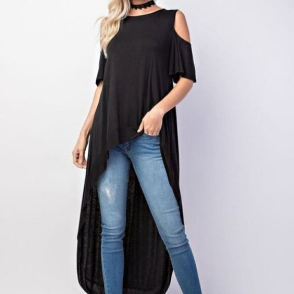 Rae Mode Hi Low Cold Shoulder Top Moss Green Viscose Modal Buttery Soft 2X Plus - Picture 10 of 12